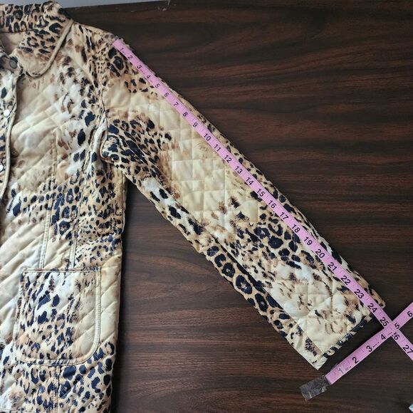 Dana Buchman Quilted Jacket Animal Print Leopard Lightweight Blazer Size M - Picture 8 of 16